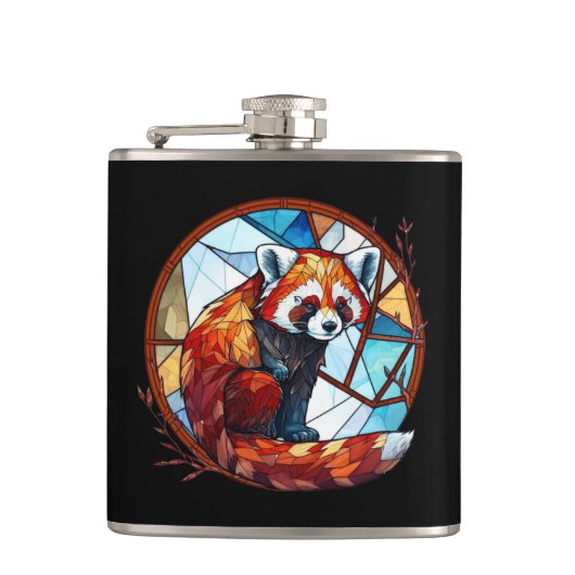 Red Panda Animal Portrait Gestaltete Glass Wildlif Flachmann (Vorderseite)