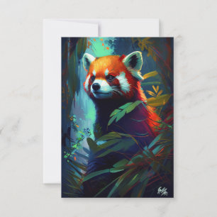 Red Panda Animal Portrait Painting Wildlife Forest Dankeskarte