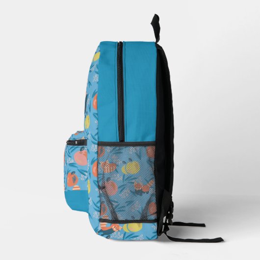 Red Panda & Apple Pattern Sky Blue Bedruckter Rucksack (Rechts)