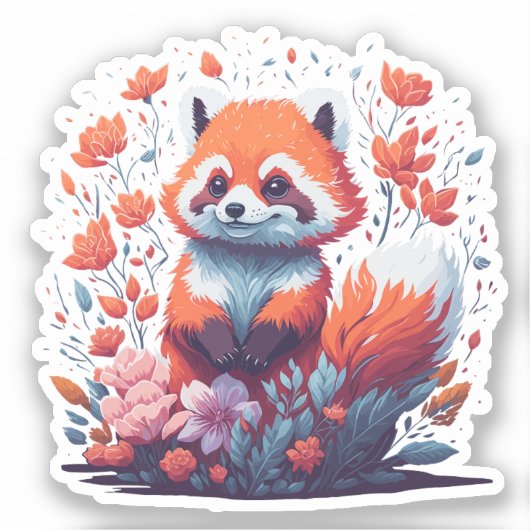 Red Panda Art Aufkleber (Vorderseite)