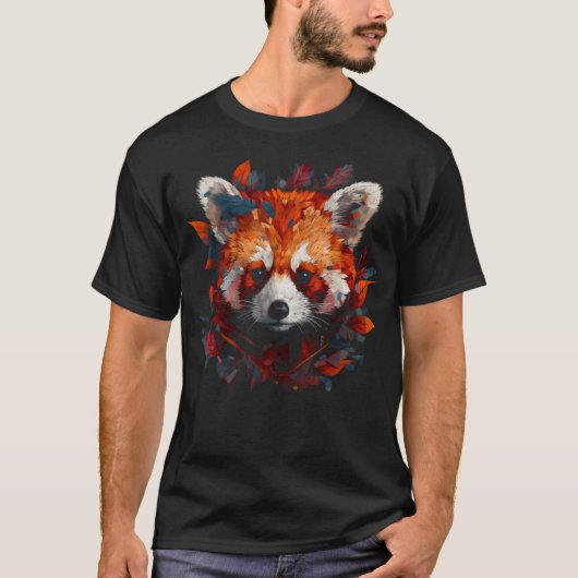Red Panda Artwork Herbst lässt Tierroter Panda T-Shirt (Vorderseite)