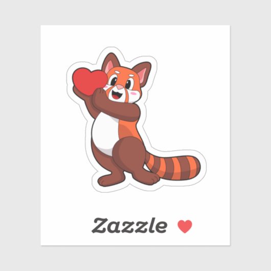 Red panda at Love with Heart.PNG Aufkleber (Blatt)