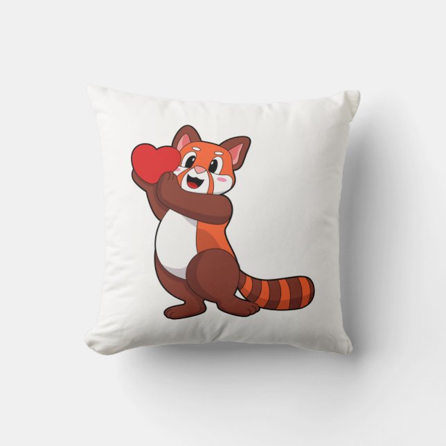 Red panda at Love with Heart.PNG Kissen (Vorderseite)