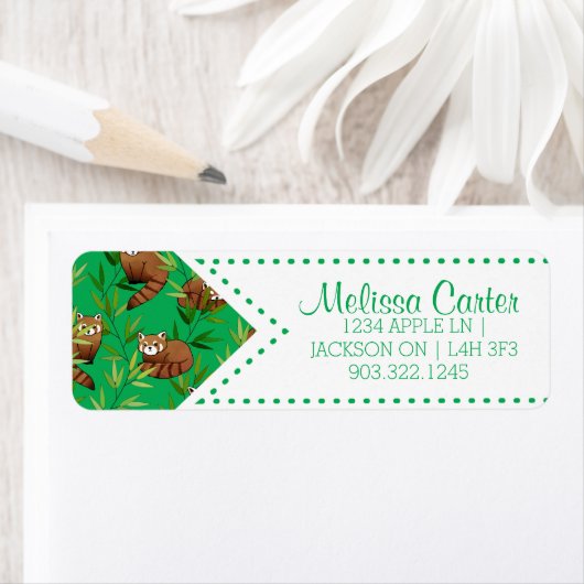 Red Panda & Bamboo Blätter Muster (Insitu)