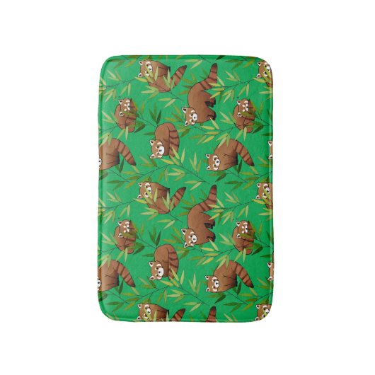 Red Panda & Bamboo Blätter Muster Badematte (Vorderseite Vertikal)