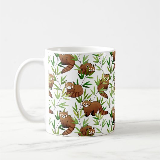 Red Panda & Bamboo Blätter Muster Kaffeetasse (Links)