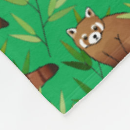 Red Panda & Bamboo Blätter Muster & Monogramm Fleecedecke