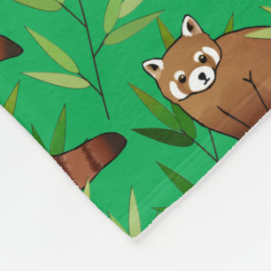 Red Panda & Bamboo Blätter Muster & Monogramm Fleecedecke
