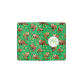 Red Panda & Bamboo Blätter Muster & Monogramm Moleskine Taschennotizbuch (Geöffnet)