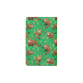 Red Panda & Bamboo Blätter Muster & Monogramm Moleskine Taschennotizbuch (Rückseite)