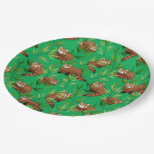 Red Panda & Bamboo Blätter Muster Pappteller (Schrägansicht)