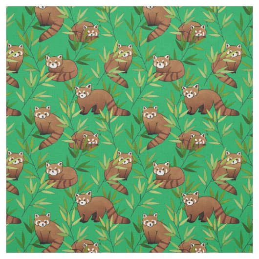 Red Panda & Bamboo Blätter Muster Stoff (Muster)