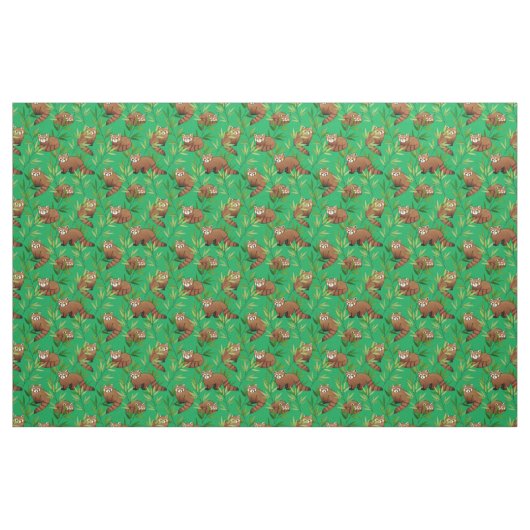 Red Panda & Bamboo Blätter Muster Stoff (Fat Quarter (45,7 x 55,9 cm))