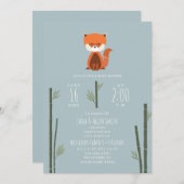 Red Panda Bamboo Blue Boy Baby Dusche Einladung (Vorne/Hinten)