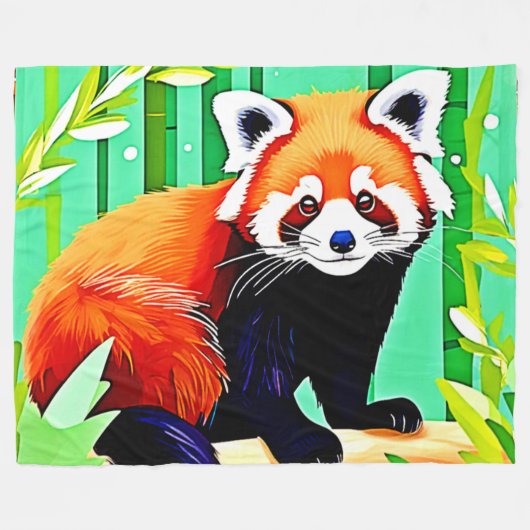 Red Panda Bamboo Forest Fleecedecke (Vorderseite (Horizontal))