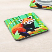 Red Panda Bamboo Forest Getränkeuntersetzer (Linke Seite)