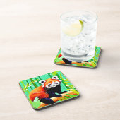 Red Panda Bamboo Forest Getränkeuntersetzer (Rechte Seite)