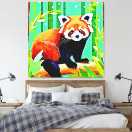 Red Panda Bamboo Forest Leinwanddruck