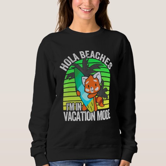Red Panda Beach Vacacation Mode Surfboard Sommerho Sweatshirt (Vorderseite)