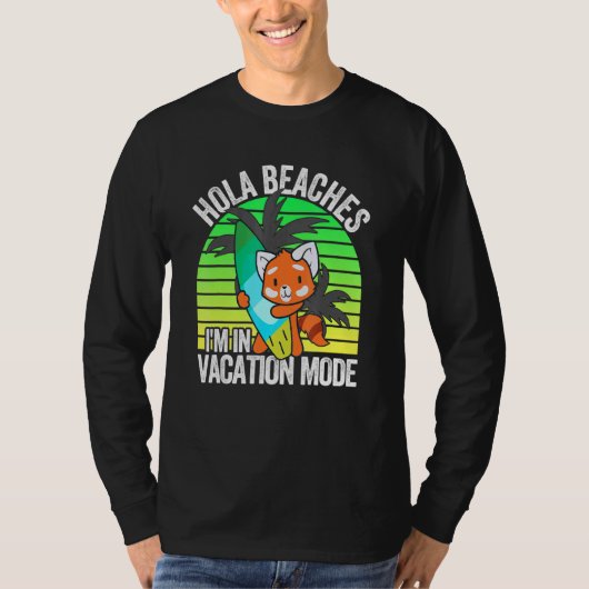 Red Panda Beach Vacacation Mode Surfboard Sommerho T-Shirt (Vorderseite)