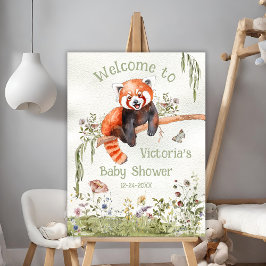 Red Panda Bear Baby Dusche Begrüßungszeichen Poster