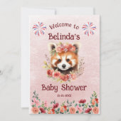 Red Panda Bear Baby Dusche Willkommen Einladung (Vorderseite)
