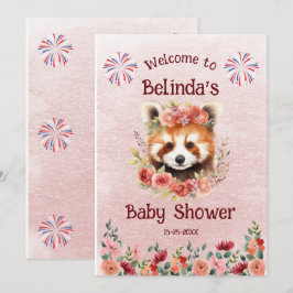 Red Panda Bear Baby Dusche Willkommen Einladung