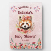 Red Panda Bear Baby Dusche Willkommen Fotoplatte (Vorderseite)