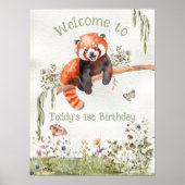Red Panda Bear Begrüßungszeichen Poster (Vorne)