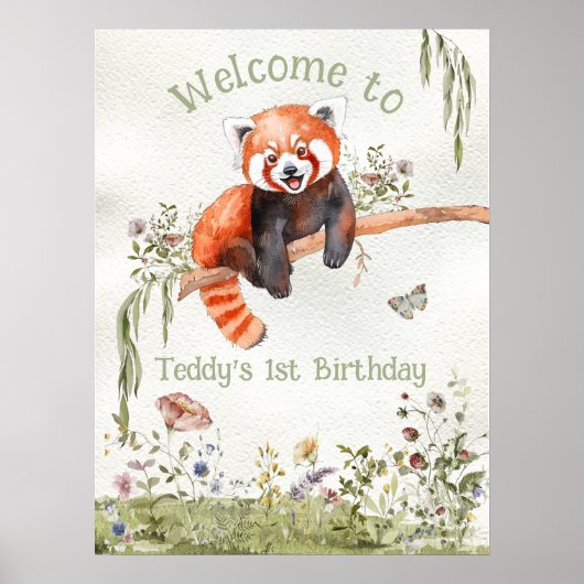 Red Panda Bear Begrüßungszeichen Poster (Vorne)