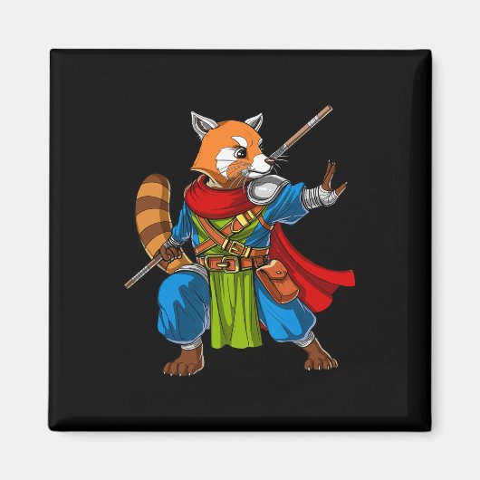 Red Panda Bear Ninja Samurai Warrior Funny Kung Fu Magnet (Vorne)