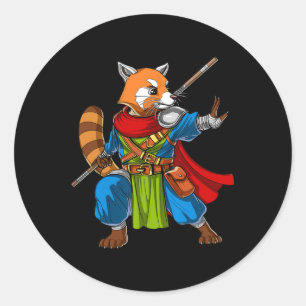 Red Panda Bear Ninja Samurai Warrior Funny Kung Fu Runder Aufkleber