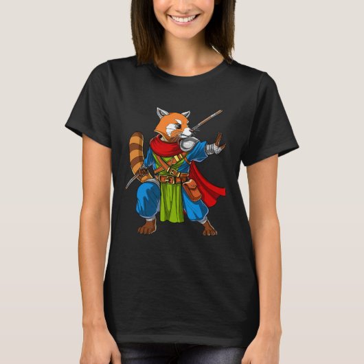 Red Panda Bear Ninja Samurai Warrior Funny Kung Fu T-Shirt (Vorderseite)