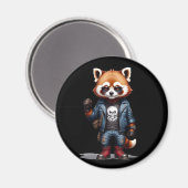 Red Panda Biker Rebel im Coolen Lederjacket Magnet (Vorderseite/Rückseite)