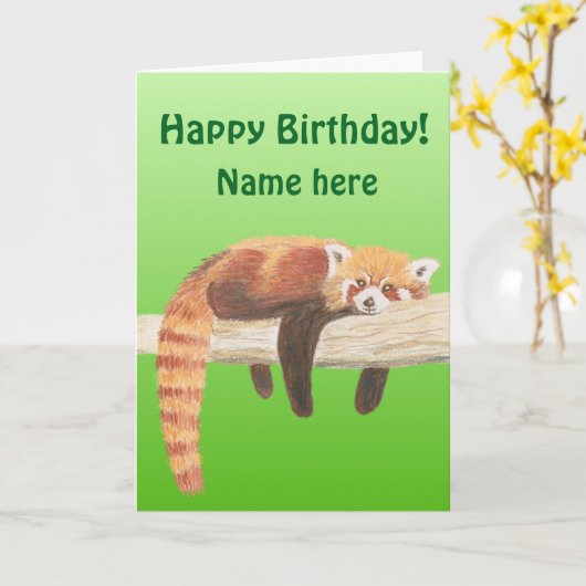 Red Panda Birthday Card Karte (Gelbe Blume)