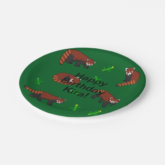 Red Panda Birthday Pappteller (Schrägansicht)