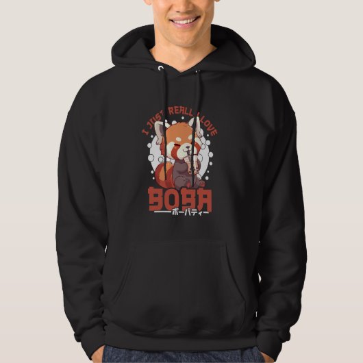 Red Panda Boba Tea Kawaii Bubble Tea Red Panda Ani Hoodie (Vorderseite)