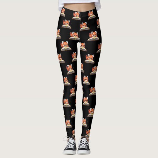 Red Panda Book Lover Leggings (Vorderseite)