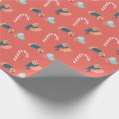 Red Panda & Candy Cane Red Wrapping Paper Geschenkpapier (Ecke)