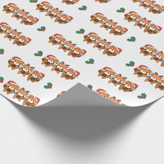 Red Panda Christmas Animals Geschenkpapier (Ecke)