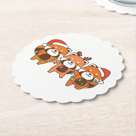 Red Panda Christmas Animals Untersetzer (angewinkelt)