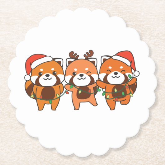 Red Panda Christmas Animals Untersetzer (Vorderseite)