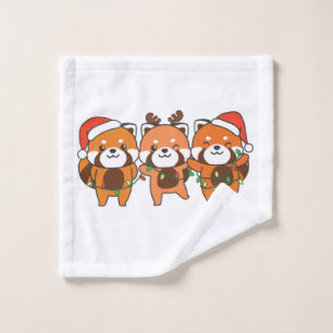 Red Panda Christmas Animals Waschlappen