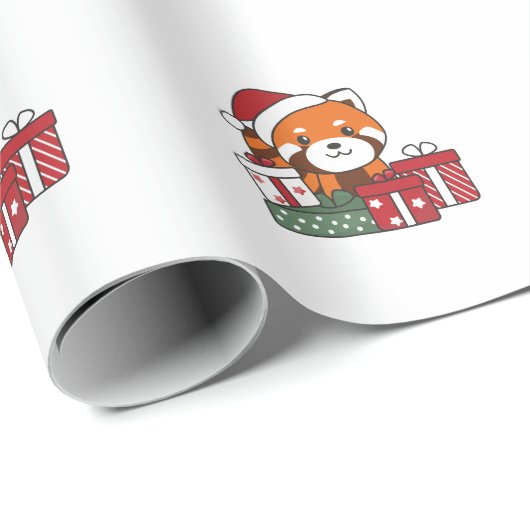 Red Panda Christmas Gift Winter Red Pandas Geschenkpapier (Rolleneckpunkt)