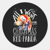 Red Panda Christmas Santa Hat Xmas Red Panda Lover Runder Aufkleber (Vorderseite)