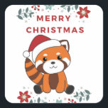 Red Panda Christmas Snow Winter Animals Pandas Quadratischer Aufkleber<br><div class="desc">The red panda to softness with fair lights. Funny animals with gifts and snow to the holidays. Also funny for Christmas in July. Red Pandas are sweet animals and perfect for Christmas.</div>
