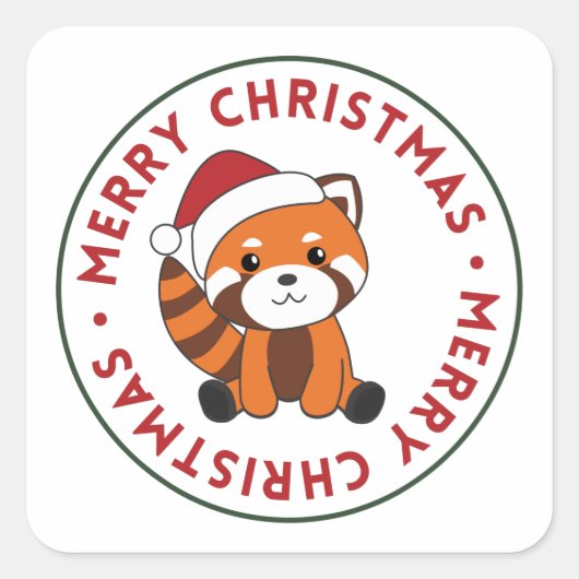 Red Panda Christmas Snow Winter Animals Pandas Squ Quadratischer Aufkleber (Vorderseite)