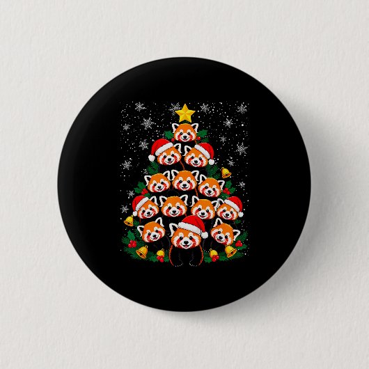 Red Panda Christmas Tree Funny Animal Button (Vorderseite)