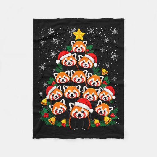 Red Panda Christmas Tree Funny Animal Fleecedecke (Vorderseite)