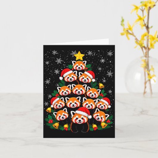 Red Panda Christmas Tree Funny Animal  Karte (Gelbe Blume)